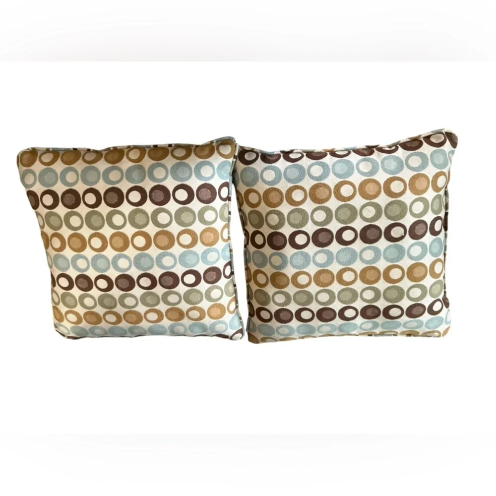 Pair of Multicolor Circle Print Throw Pillows Square‎ Indoor